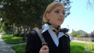 Horny flight attendant teased by sex toys in Japan Horny flight attendant teased by sex toys in Japan