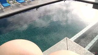 Two lesbian sluts on vacation have lots of sex together!