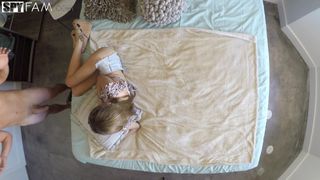 Slim Rebel Lynn surprises her stepbro who is masturbating