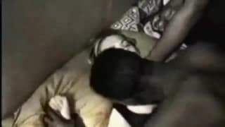 White girl is sucking his long black dick White girl is sucking his long black dick