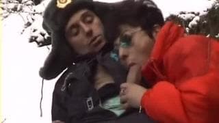 Having sex in the snow in the cold. Having sex in the snow in the cold.