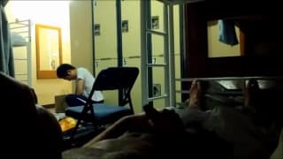 Weird straight guy jerks off in hostel Weird straight guy jerks off in hostel