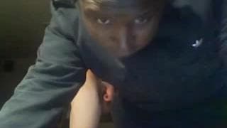 Black guy on his knees sucking white dick Black guy on his knees sucking white dick