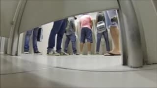 A lot of cock action in the public bathroom A lot of cock action in the public bathroom