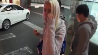 Petite blonde on her knees before sex