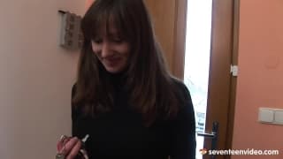 Brunette gets a creampie from a stranger Brunette gets a creampie from a stranger