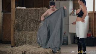 Busty woman fucked in the stable Busty woman fucked in the stable