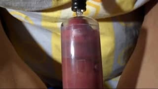 Pumping up his dick to get hard and masturbate Pumping up his dick to get hard and masturbate