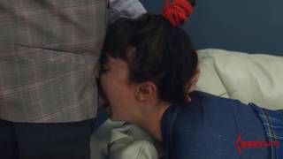Submissive brunette rimming the ass of her master Submissive brunette rimming the ass of her master
