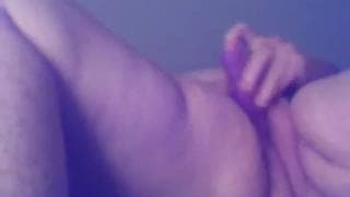 BBW plays with a dildo in front of the webcam