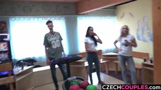 Foursome Fucking in Czech Bowling Centre Foursome Fucking in Czech Bowling Centre