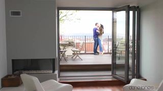 Hot brunette having a romantic passionate sex