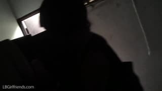 Shemale brunette enjoys her handjob in the bathroom Shemale brunette enjoys her handjob in the bathroom