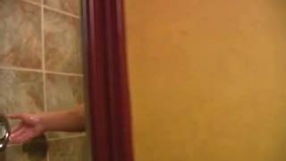 Mishka enjoys the shower before wanking