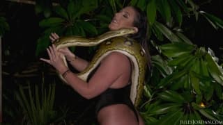 Angela White playing with a big snake Angela White playing with a big snake