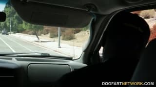 Two black guys arrive to give her a lift Two black guys arrive to give her a lift