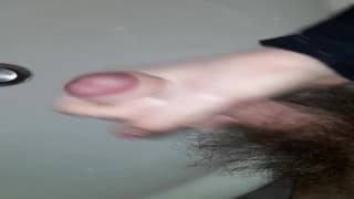 Young man with a bush cums in the sink Young man with a bush cums in the sink