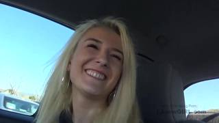 New skinny blonde sucks cock during audition Blowjob