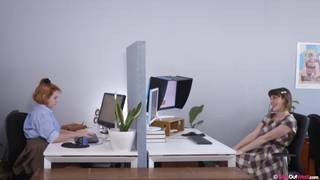 Lesbians Luci and Willow masturbate in the office Lesbians Luci and Willow masturbate in the office