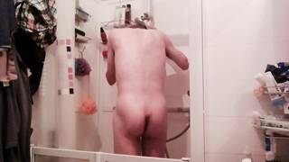 Amateur exhibitionist taking a shower Amateur exhibitionist taking a shower