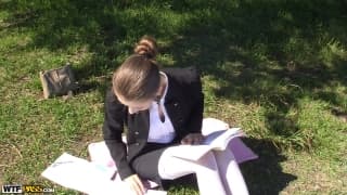 Stephanie Moon enjoys this pounding outside Stephanie Moon enjoys this pounding outside