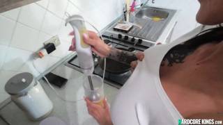 Tattooed brunette amateur POV fucked with big cock