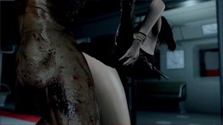 A short scene of nighttime hentai fucking on the subway