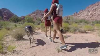 This guy has two girls all for himself on this hike This guy has two girls all for himself on this hike