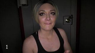 Blonde Gloria visits the gloryhole