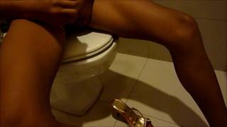 In the bathroom and tugging on her Tgirl cock Handjob, Big Tits, Full HD, Asian