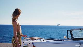 The skinny model Paulina Pafio poses nude in front of the camera