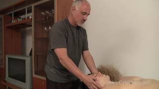 Older masseur gives hung gay a massage Older masseur gives hung gay a massage