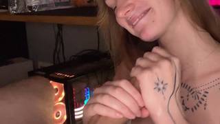 Amateur girl gives her lover a handjob Amateur girl gives her lover a handjob