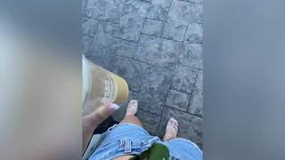 Solo masturbation inside a car