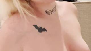 Amateur blonde girl plays with her pussy