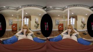 In virtual reality, a blonde rides a lover's dick in POV Blonde, Big Boobs, Blowjob, POV