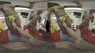 Cherry Lee and Maya Carter in a cowgirl threesome in VR POV