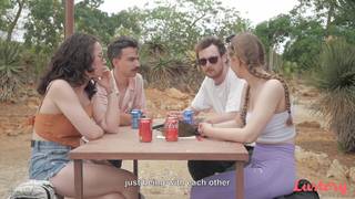Vacation for two couples will turn into a exciting orgy Vacation for two couples will turn into a exciting orgy