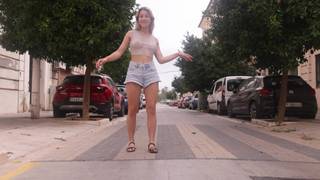 First time Cassandra has taken her tits out walking in the street