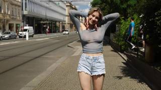 Cassandra is happy when she shows her breasts on the streets Cassandra is happy when she shows her breasts on the streets