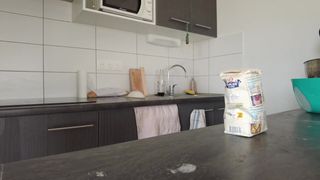 French woman Louise masturbates while she's cooking!