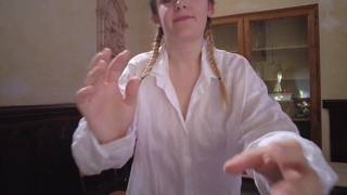 The blonde gets naughty and goes to masturbate in a church