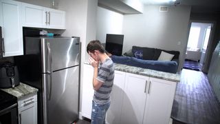 He pranks his stepbro while he's masturbating and about to cum!