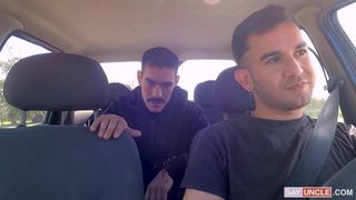 Taxi driver takes a detour to suck his client's cock