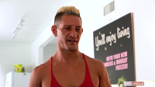 Twink loves watching his stepdad jerk his cock in front of him