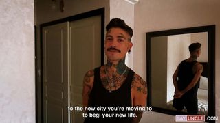 Tattooed latino pays a man on the streets to have gay sex with