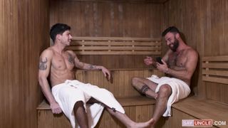 In the sauna these man start sucking each other's cock In the sauna these man start sucking each other's cock