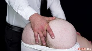 Hairy missionary teen getting his asshole fingered by a DILF