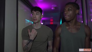 This sexy blonde gay won a great cock buffet for the night