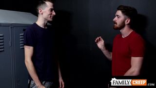 Dallas Steele uses his huge cock to fuck Nick Milani's mouth and ass